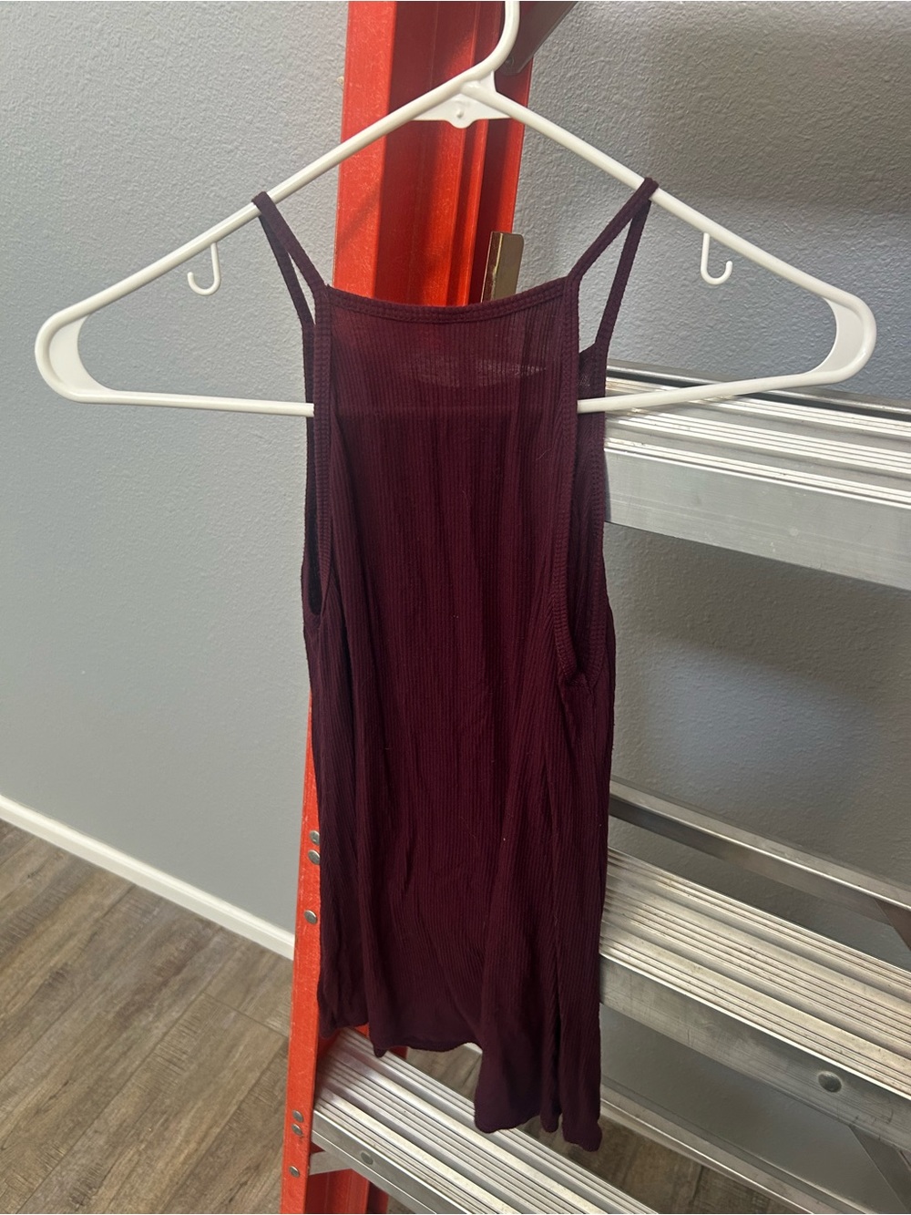 Women’s Ribbed Wine Red Tank Top - Active USA - Picture 3 of 3